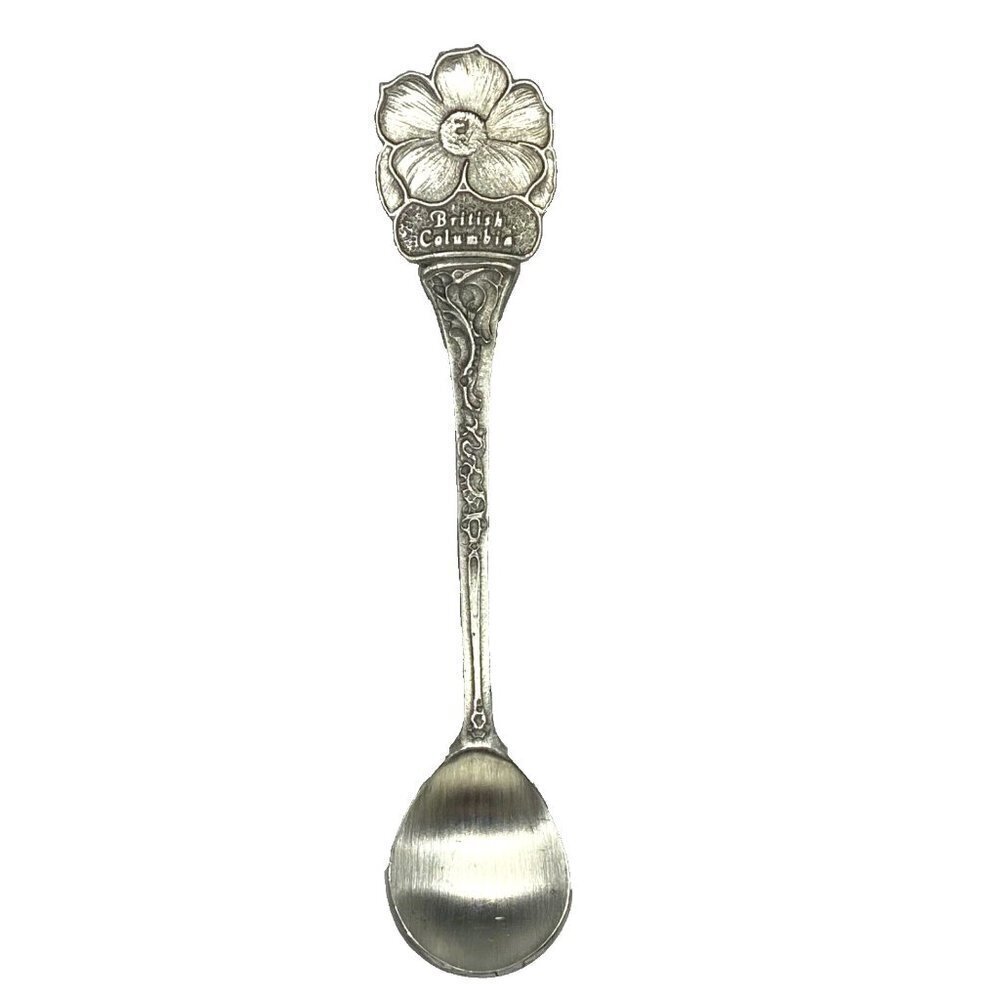 Souvenir Spoon British Columbia 4 3/4" Pewter By Boma Made In Canada‎ Travel EUC